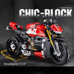 981Pcs City Technical Locomotive Motorcycle Building Blocks MOC Speed Supercar Motorbike Model Bricks Boy Toy for Childrens Gift