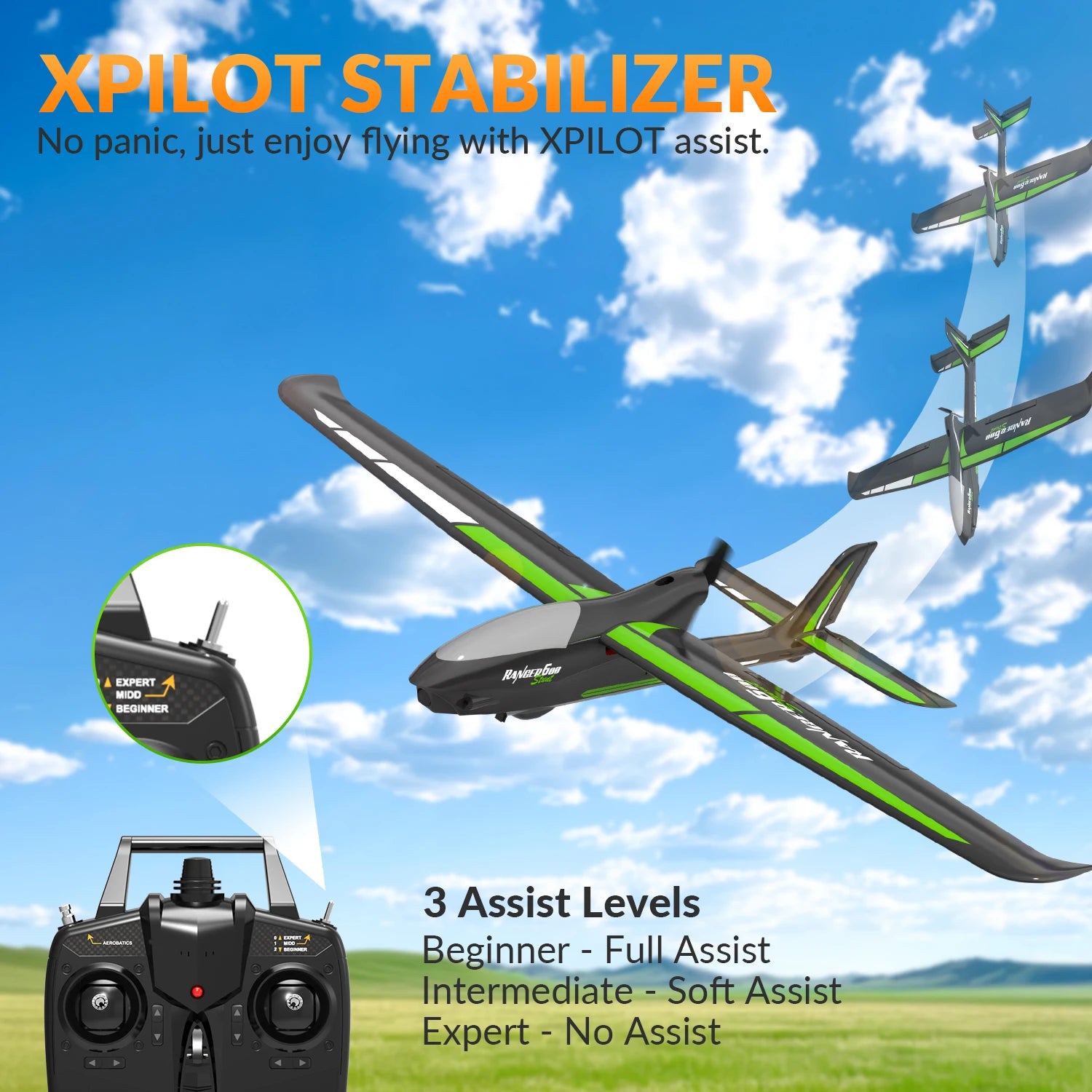 Volantexrc Ranger600 RC Aircraft 2.4GHz 4CH 600MM Fixed Wing RC Plane With 6-Axis Gyro Stabilizer One Key Aerobatic RTF Fighter