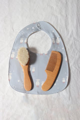 baby comb brush set newborn gift set Natural Wool beech Wooden Comb baby bib pacifier clip  Kids  Baby Hair Brush