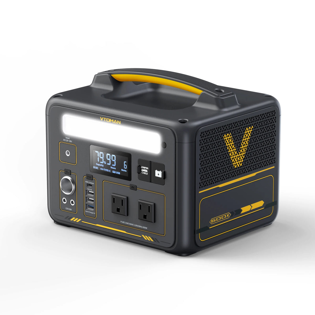 VTOMAN JUMP 600X Portable Power Station 299Wh Solar Generator LiFePO4 1200W Peak Power Powerstation Emergency Backup