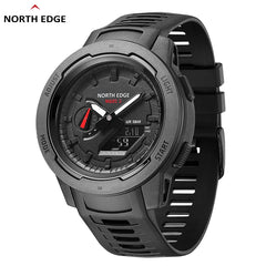 NORTH EDGE Mars 3 Men's Military Watch Digital Carbon Fiber Case For Man Waterproof 50M Sports Watches World Time LED Wristwatch