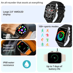 COLMI C81 2.0'' AMOLED Smartwatch Support AOD, 100 Sports Modes, IP68 Waterproof Smart Watch Men Women PK Ultra Series 8