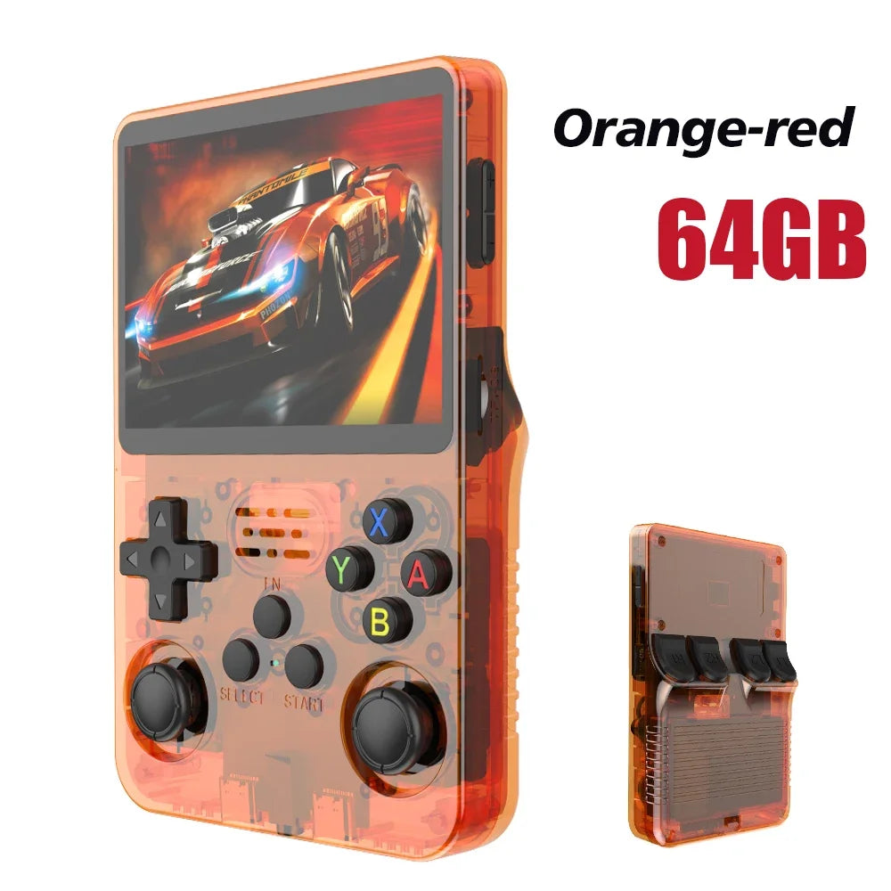 NEW Red R36S 128GB Retro Handheld Video Game Console Linux System 3.5 Inch IPS Screen Portable Pocket 64GB Gaming Boys Gift