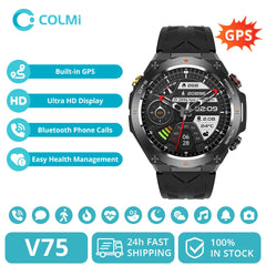 2024 COLMI V75 GPS Smart Watch 1.45" Ultra HD Display Built-in GPS & Compass Make/Receive Phone Calls Smartwatch 650mAh Battery