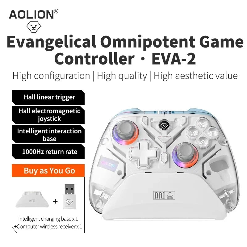 Aolion K10 Gaming Controller With Charging Dock RGB Wireless Gamepad Hall Effect Joystick Trigger For Nintend Switch/PC/Phone