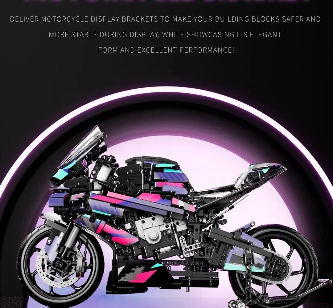 New Motorcycle Building Bocks Simulation Motorcycle Model Decoration Assembly Model Difficult Toy Boy Educational Creature Gifts