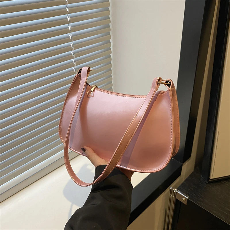 Retro Solid Color PU Leather Shoulder Underarm Bag Women's Fashion Handbags Casual Hobos Purses and Handbag Ladies Hand Bags