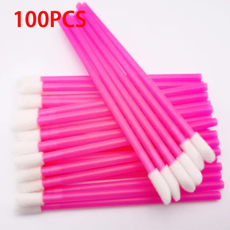 100PCS Disposable Lip Brush Makeup Brushes Eyelashes Extension Applicator Lipstick Wands Set Cosmetic Colourful Make Up Tools