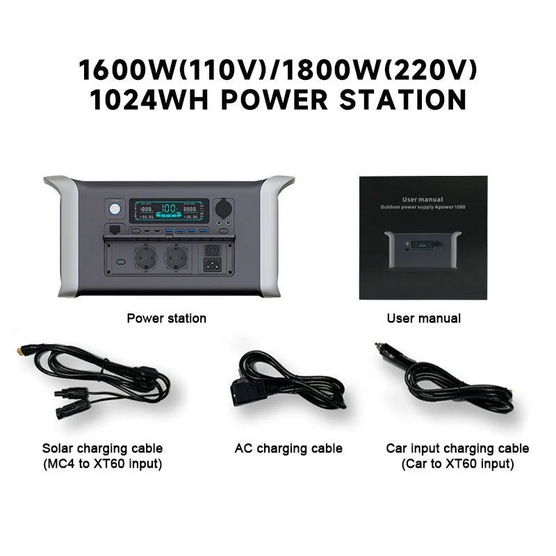 2600W Portable Power Station 1800W 1000W Solar Generator 600W LiFePo4 Batteries 220V Energy Storage Supply Camping Campervan RV