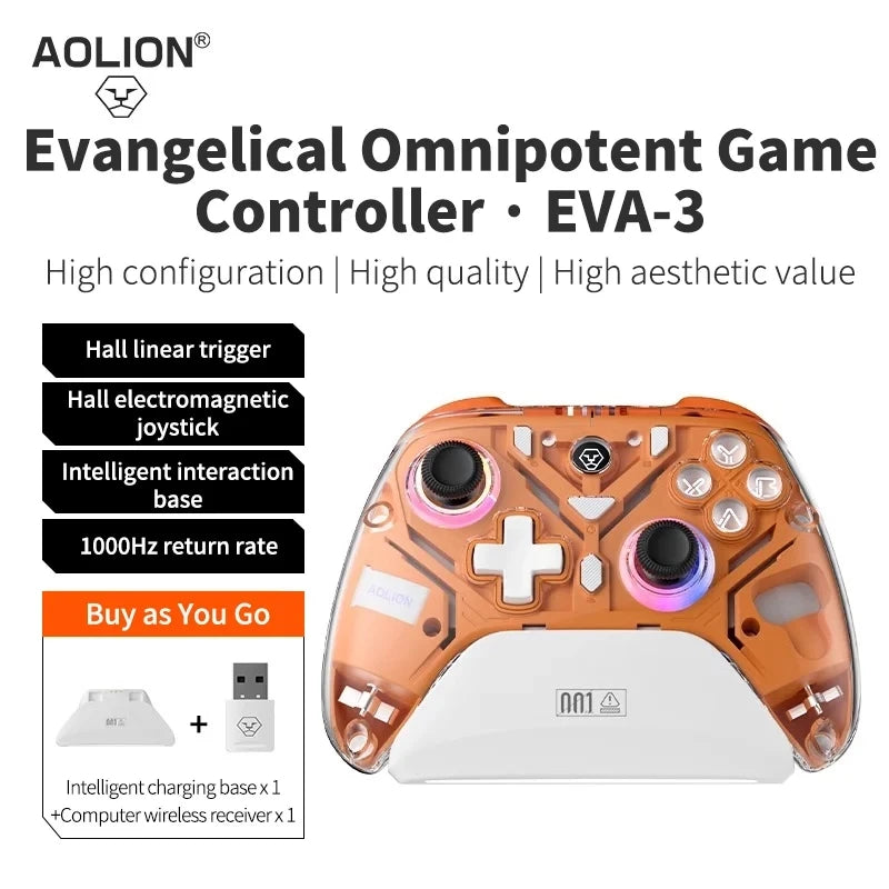 Aolion K10 Gaming Controller With Charging Dock RGB Wireless Gamepad Hall Effect Joystick Trigger For Nintend Switch/PC/Phone