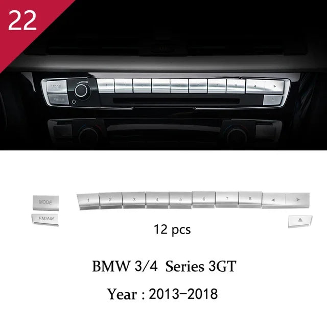 For BMW 3 4 Series F30 F31 F34 F36 Car Styling interior Buttons panel frame Decoration Cover Trim stainless steel Accessories